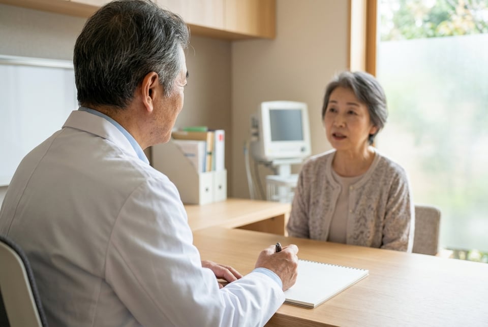 診察室で問診を受ける様子